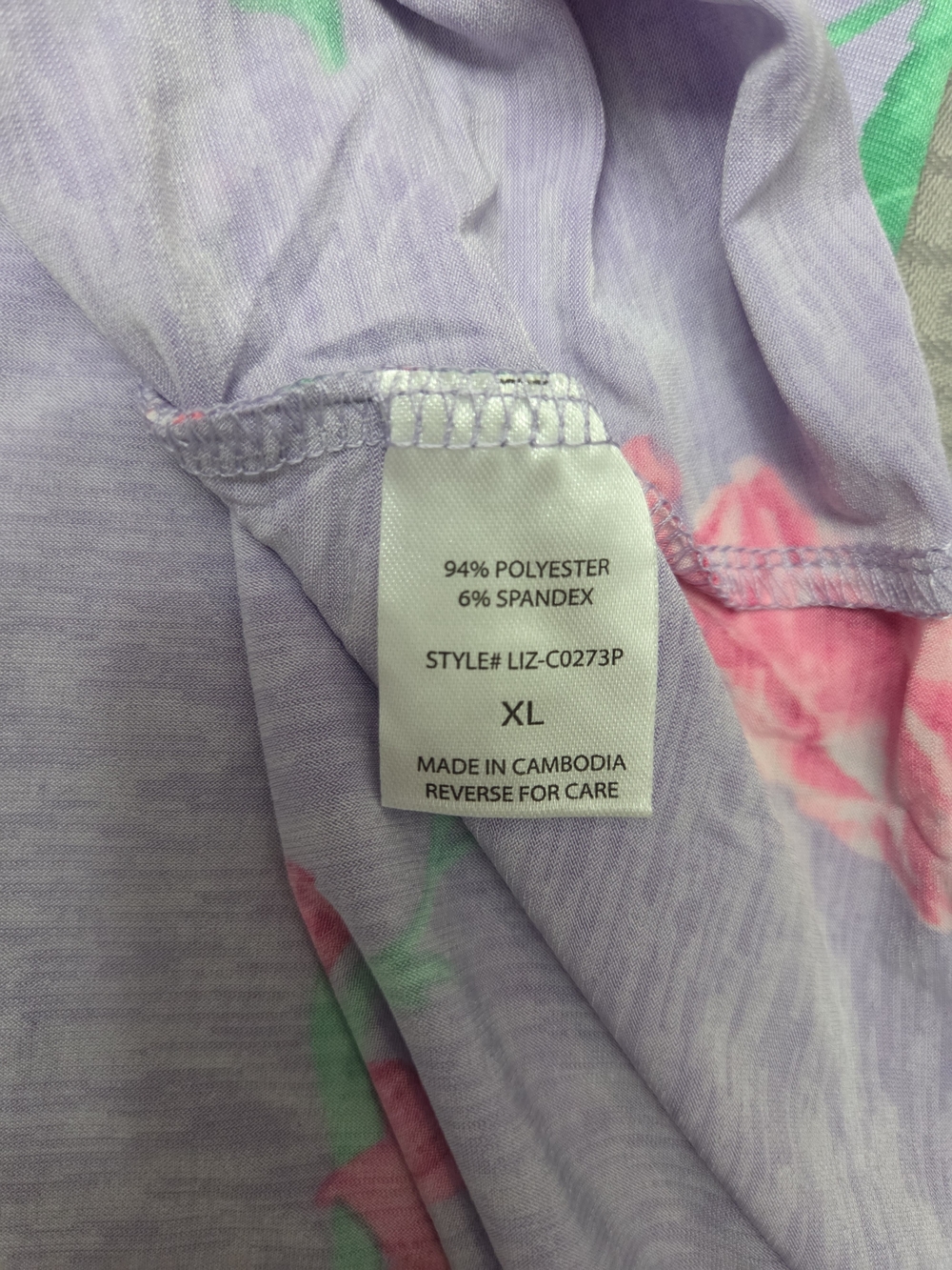 Dear Scarlett Lavender Tunic with Pink Rose Print-Size XL - Picture 8 of 8